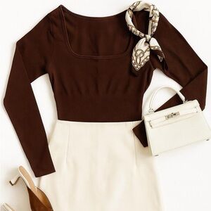 Brown Long Sleeve Bodysuit – Size S 🤎